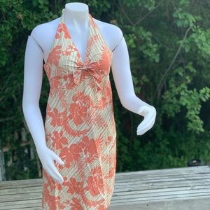 GAP Dresses - Salmon & tan Hawaiian print short halter dress GAP Dresses - Salmon & tan Hawaiian print short halter dress